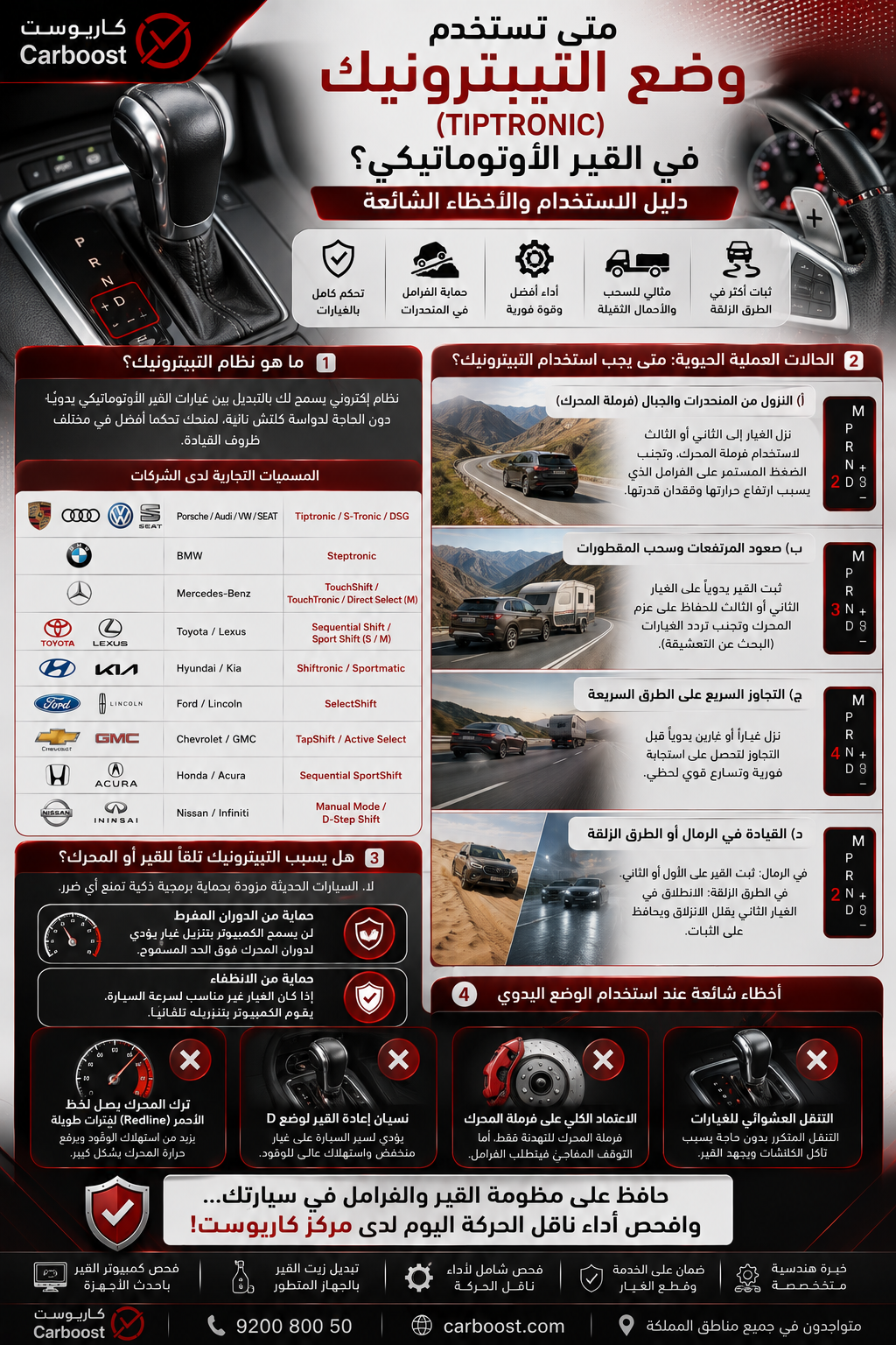 متى تستخدم وضع التيبترونيك (Tiptronic) في القير الأوتوماتيكي؟ دليل الاستخدام والأخطاء الشائعة